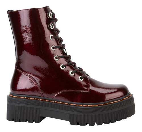 Botas Militares Marca Goodyear De Charol Color Vino, 1090001