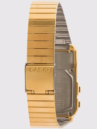 Reloj Casio Vintage Dbc611 Dorado Calculadora Fondo Negro