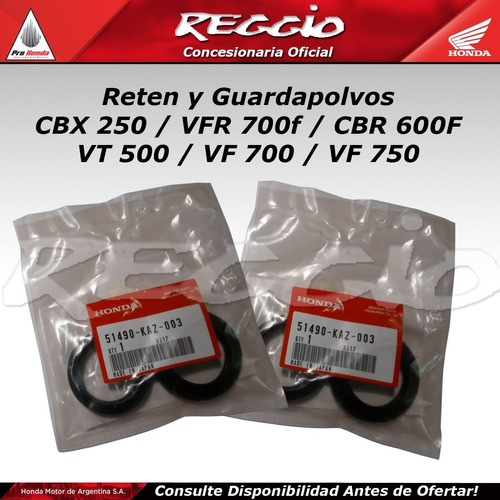 Reten Y Guardapolvo Horquilla Cbx 250 / Cbr 600f / Vf 750