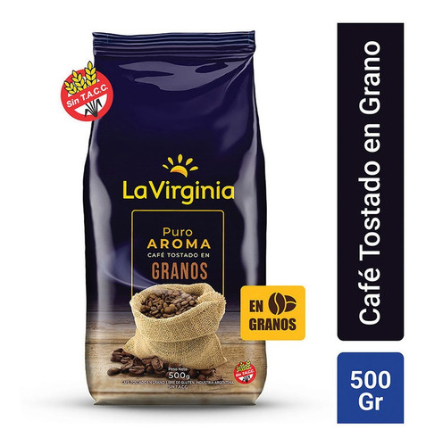 La Virginia Cafe Tostado Grano Puro Aroma X 500 Gr