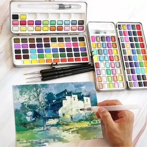 72-cor Sólida Aquarela Tinta Básica Conjunto Flash Aquarela