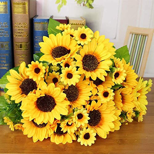Paquete De 6 Girasoles Artificiales Con Tallos Para Interior