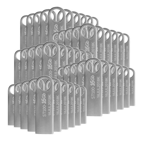 Kit De 100 Memorias Usb Stylos Tech St100 16gb 2.0 Plateada