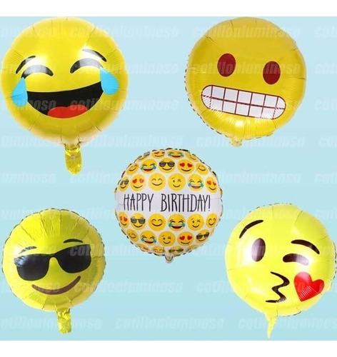 10 Globos Metalizados Emojis 45cm