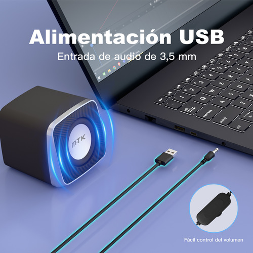 Bocina Para Pc Speaker Subwoofer Portable Con Rgb