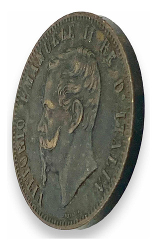 Moneda Antigua De Cobre De Italia 10 Centesimos Del Año 1867 (Usado)