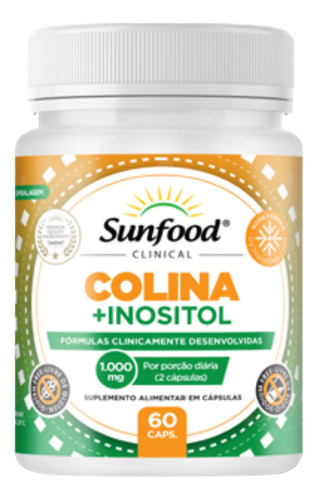 Suplemento Colina + Inositol Sunfood 60 Cápsulas Sabor Sem