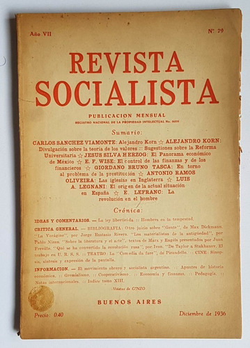 Revista Socialista Nro79, Dic. 1936