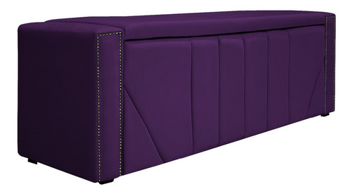 Kit Cabeceira E Calçadeira Baú Solteiro Minsk P02 90cm Suede Cor Roxo