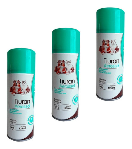 3 Tiuran Aerosol 125ml Contra Sarna Fungo Envio Imediato