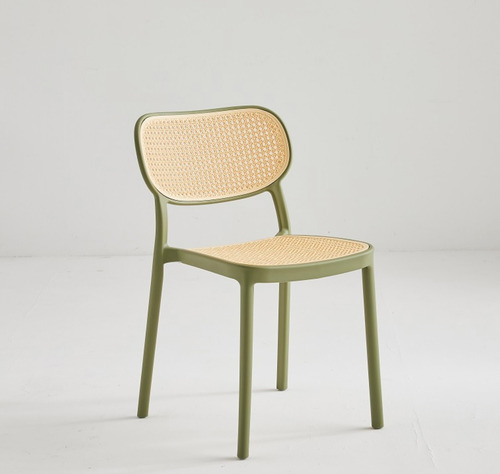Set De 2 Sillas De Comedor Modernas Cassias Modelo Christian Liso Verde Beige