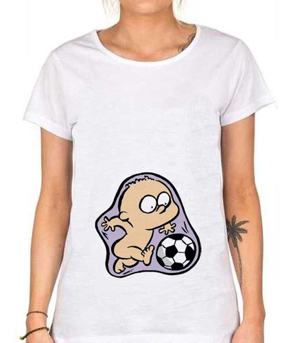 Remera De Mujer Bebe Deportista Jugando Al Futbol Embarazada