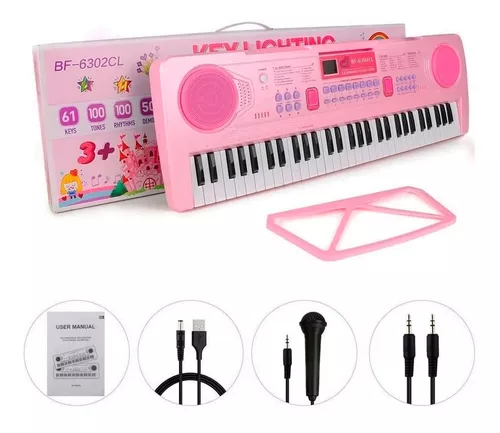 Teclado Musical semi-profissional infantil 61 teclas 72cm