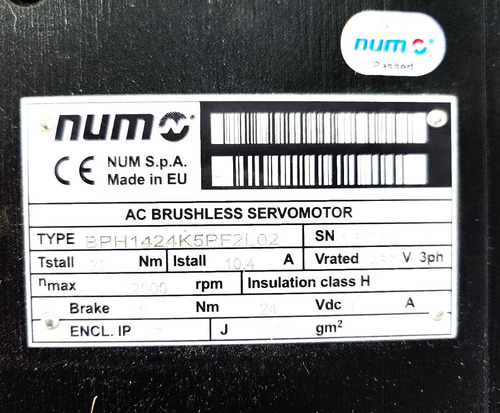 Servo Motor Num Bph1424k5pf2l02-22n/m