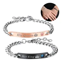 Comprar Pulsera De Pareja Rey & Reina Acero  Regalo Especial