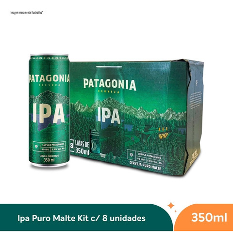  cerveja Patagonia Ipa 350ml - Pack 8 Unidades