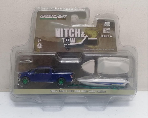 Greenlight Hitch & Tow 2015 Ford F150 And Boat Green Machine