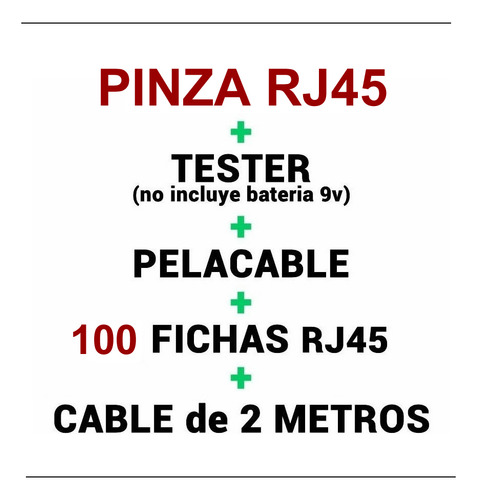 Kit Pinza Crimpeadora Ztecno Rj45 Con Fichas Tester Cable Red Utp