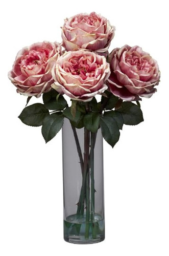 Casi Natural 1247-pk Rosa Elegante Con Florero Cilíndrico Ar