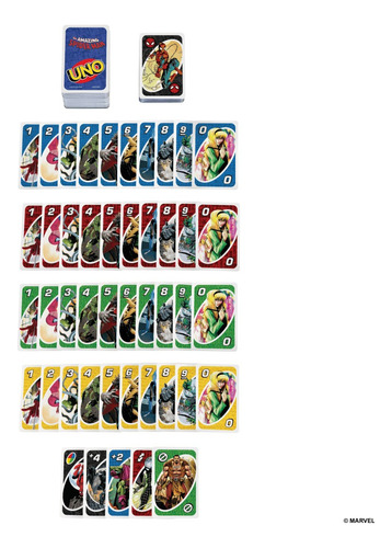 Uno Juego De Cartas Marvel Spider-man Hombre Araña