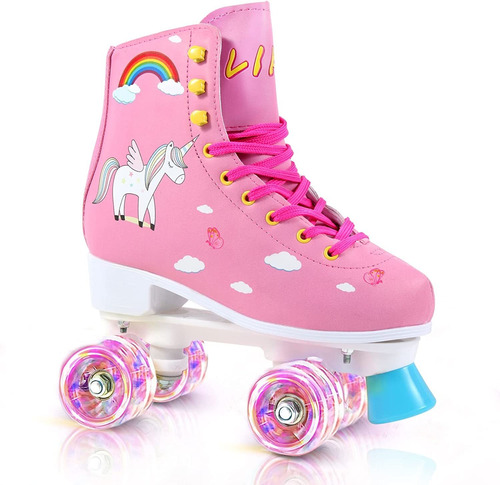 Patines De Ruedas Cuádruple Iluminadas Para Niñas Talla 1-2