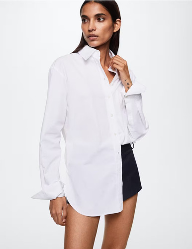 El Baúl De Anna Blusa Glass Manga Larga Blanco Mango