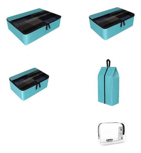 Yamiu Cubos De Embalaje 6 Piezas Accesorio De Viaje-c33 Verde Aqua (Usado)