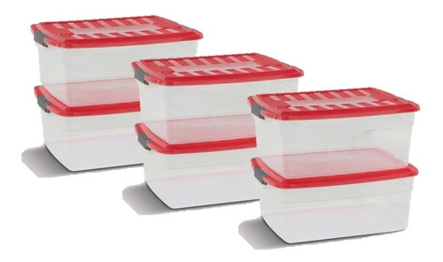 Caja Organizadora Plástica 17l C/tapa Trabas Colombraro X 6u