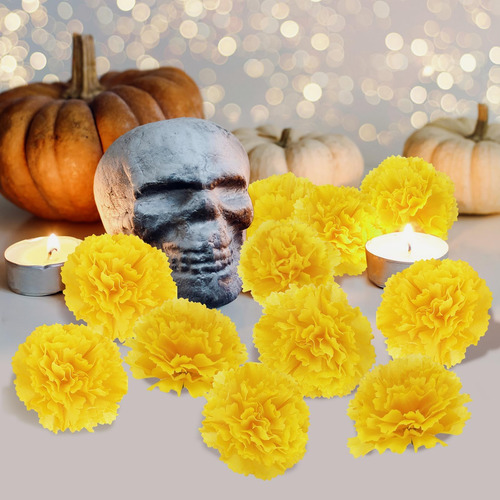 30 Flores Artificiales De Caléndula, Cabezas De Flores De De
