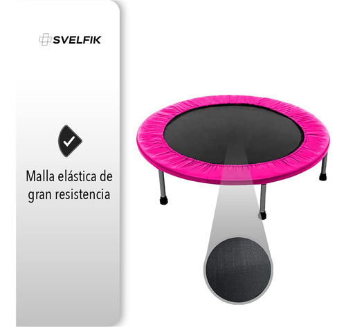 Trampolín Para Ejercicio Rosa 91 Cm Resortes Acero Plegable