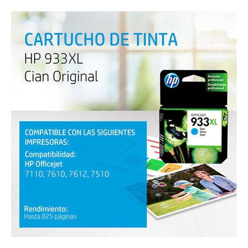 Hp Cartucho Tinta 933xl Cyan Cn054al