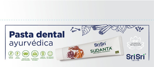Imagen 6 de 6 de Pasta Dental Sudanta Sri Sri Natural Vegan Libre Fluor 100gr