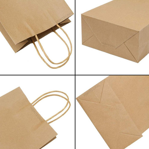 Imagen 2 de 6 de Bolsa De Papel Madera 1era Calidad Con Manija 30x22x10 X100u