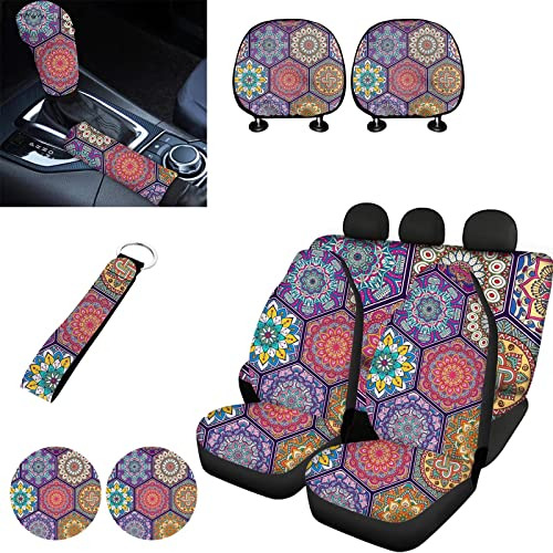 Fkelyi Car Front Back Seat Covers Full Set For Womens Vintag