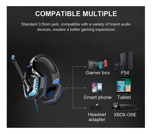 Audífonos Gamer Ovleng Gt97 Usb Jack 3.5mm Ps4 Pc Móvil Color Negro