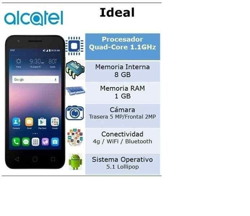 Telefono Celular Alcatel Ideal 4g Android 5.1 8gb 1gb Ram