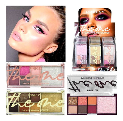 Paleta 6 Sombras Mixtas + Iluminador The One Pink21 