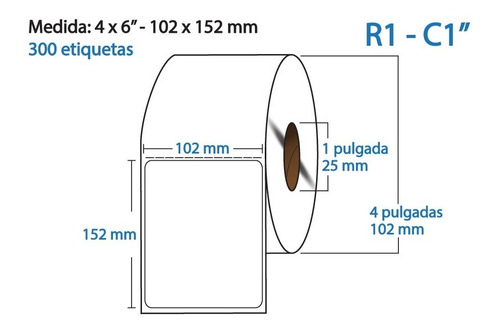 Imagen 8 de 9 de Etiqueta 4x6 (102x152 Mm) Térmica Directa Rollo 300 Pza / C1