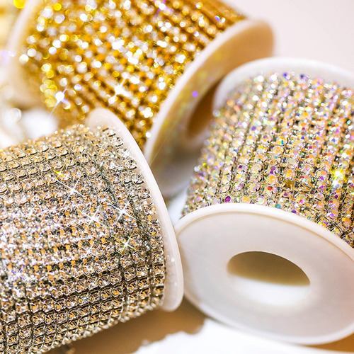 Vestido De Traje De Cadena De Diamantes De Imitación Dorado