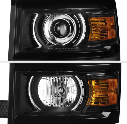 Par Faros Lupa Chevrolet Cheyenne Silverado 2014 2015 Negros