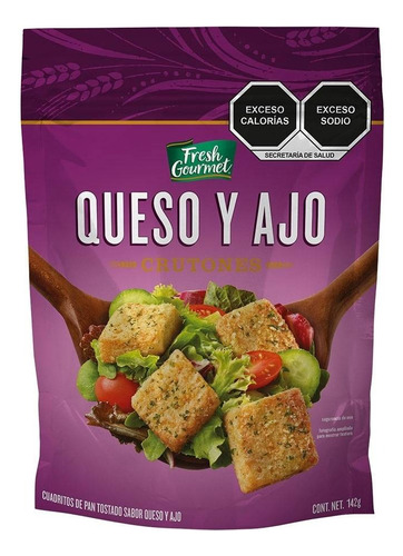 5 Pzas Crutones Fresh Gourmet Queso Y Ajo 142 G