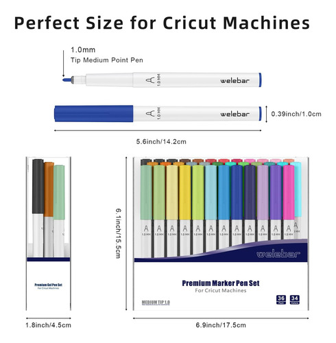 Welebar Juego De 10 Rotuladores Punta Para Cricut Maker