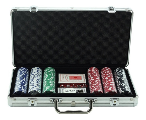 Maletín Deluxe De Poker 2 Baraja 300 Fichas 5 Dados Y Llave