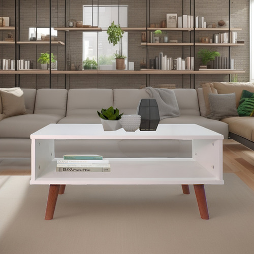Mesa De Centro Minimalista Moderna Living Room Vintage Color Blanco Absoluto