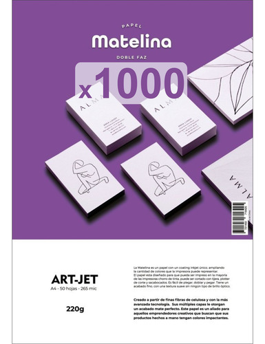 Papel Fotografico Mate 220 Gr A4 Bifaz Inkjet Matelina X1000