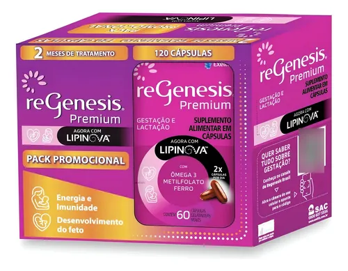 Regenesis Premium 120 Cápsulas Lipinova Sem Sabor Suplemento...
