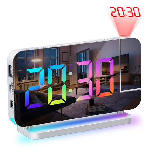 Despertador Digital De Techo Con Proyector Rgb 180 12/24h