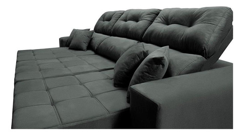 Sofá Retrátil E Reclinável Diamond 2,25m Tecido Suede Cinza Cama inBox