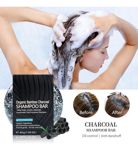 Shampoo Orgânico De Carvão De Bambu Para Escurecer O Cabelo