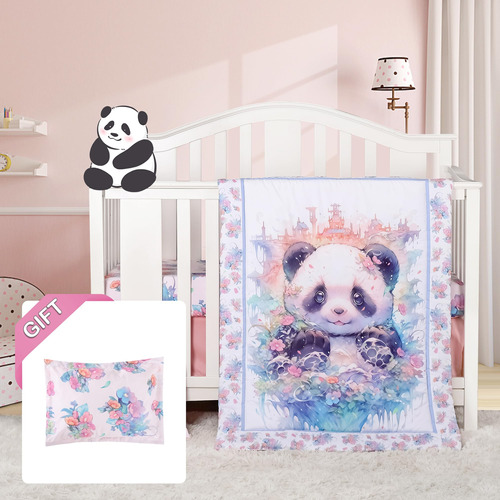 Honkaii Panda - Juego De Ropa De Cama Para Cuna De 4 Piezas,